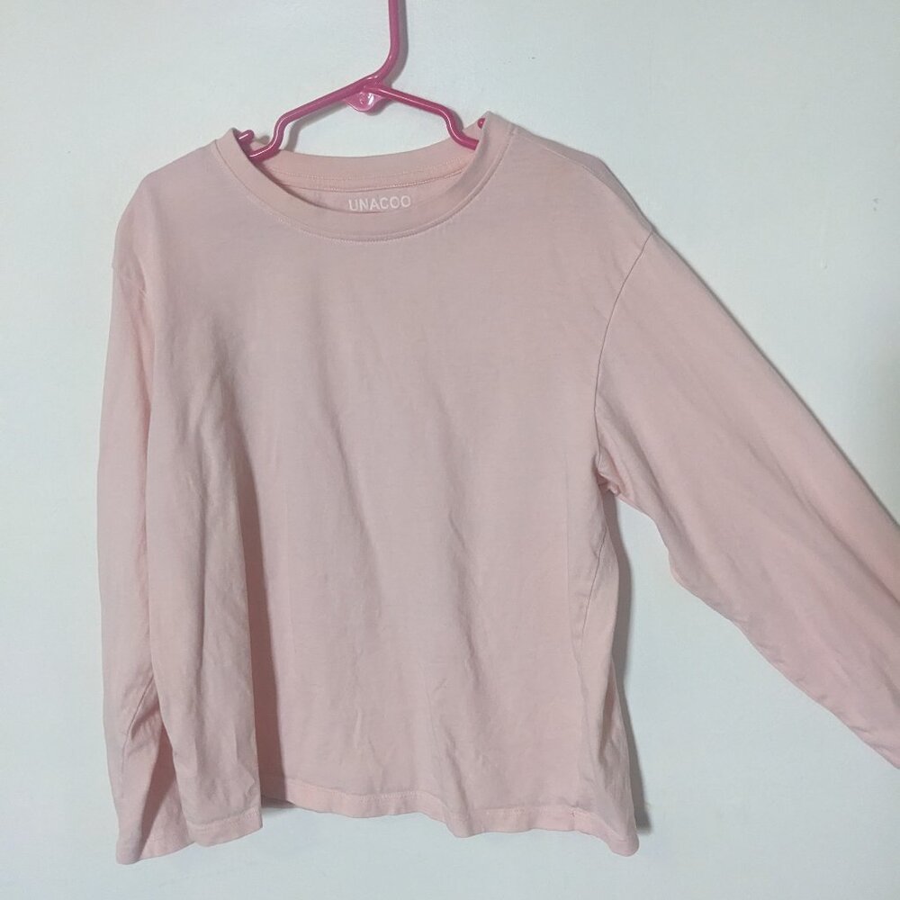 Unacoo Girls Pink Long Sleeve 100% Cotton Dance Shirt Size Medium